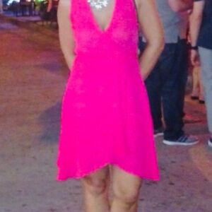 Aqua Vibrant Coral High Low Dress